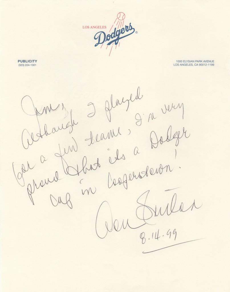 After his Hall of Fame induction, the Los Angeles Dodgers retired Sutton's #20