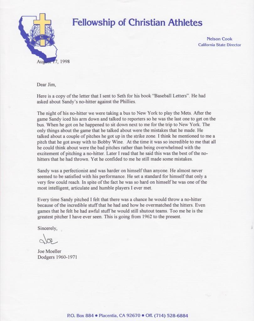 Teammate Joe Moeller vividly details Koufax's 1964 no-hitter against the Phillies