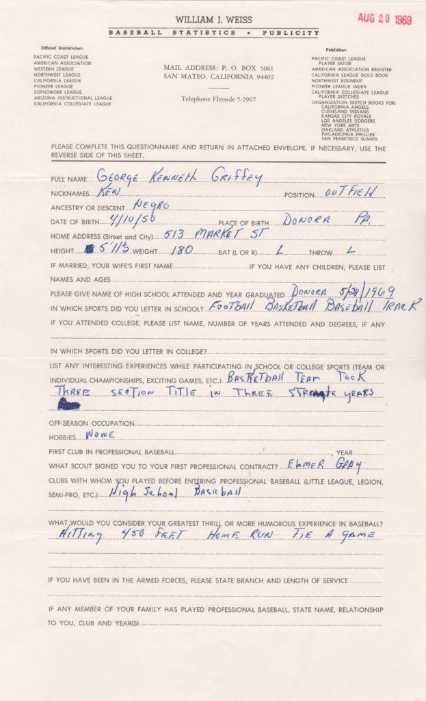 Junior's father Ken Griffey Sr. was a 3-time All Star and 2-time World Series champ with the Big Red Machine