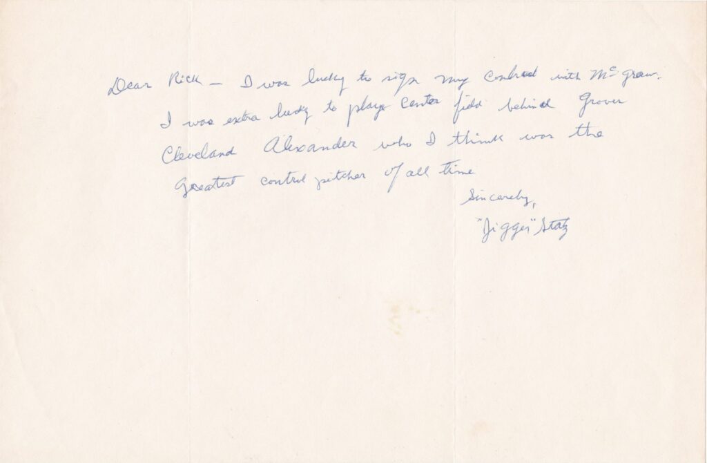 Jigger Statz served as advisor in Grover Alexander's biopic 