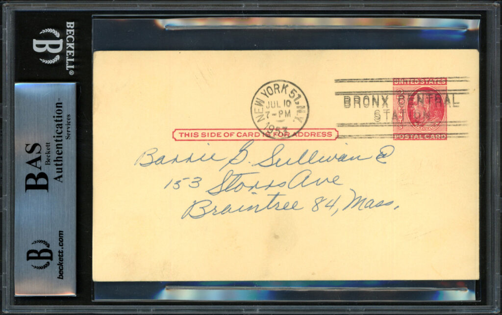 Government postcards provide great context for autograph collectors; this one is from '53