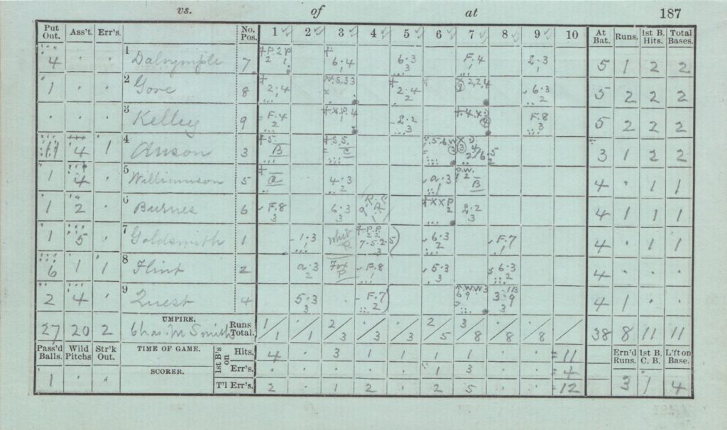 Goldsmith got the win on June 21, 1881 over the Providence Grays