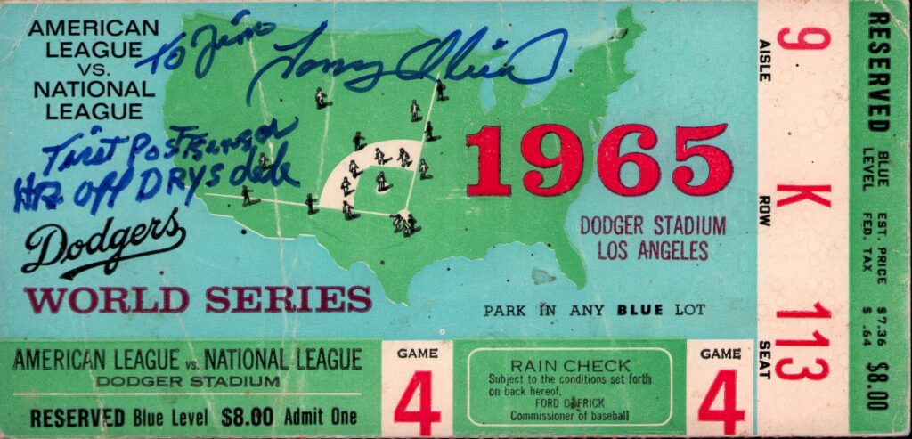 Tony's only World Series appearance came in a losing cause against the Dodgers