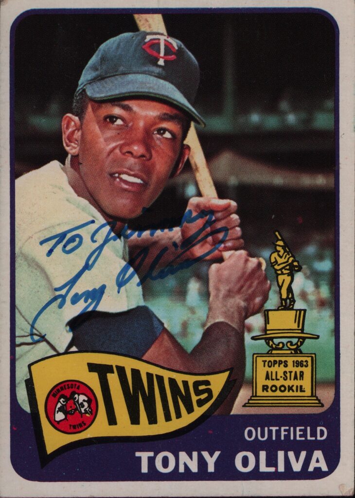 In 1965 at age 26 Tony Oliva won his second consecutive batting crown with a .321 average