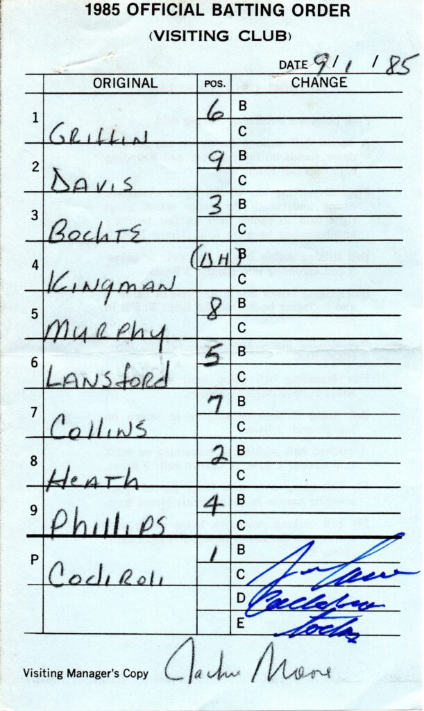ose Canseco's first day in the majors came on September 1, 1985 at Tiger Stadium